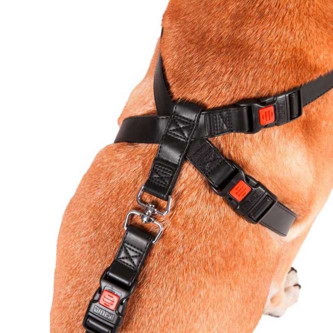 Karlie Flamingo Auto-Sicherheitsgeschirr Kunstleder – Sicherheitsgurt für Hunde | Schwarz