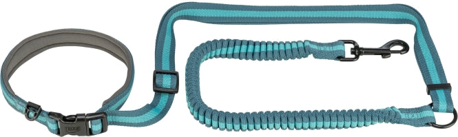 Trixie Jogging-Hundeleine – Freihändig Laufen mit Hund | grafit/aqua