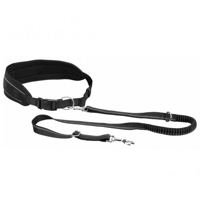 Trixie Bauchgurt mit Leine – Jogging-Set für mittelgroße & große Hunde | Schwarz