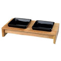 Trixie Napf-Set Keramik & Holz – 2 Keramiknäpfe mit Holzhalter für Hunde & Katzen