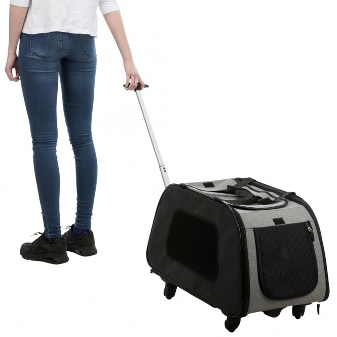 Trixie Trolley mit abnehmbarem Fahrwerk – Reise-Transporttasche für Hunde & Katzen | bis 21 kg