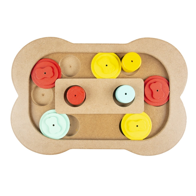 Duvoplus Slide 'n' Snack Puzzle Knochen – Intelligenzspiel für Welpen, Katzen & kleine Hunde