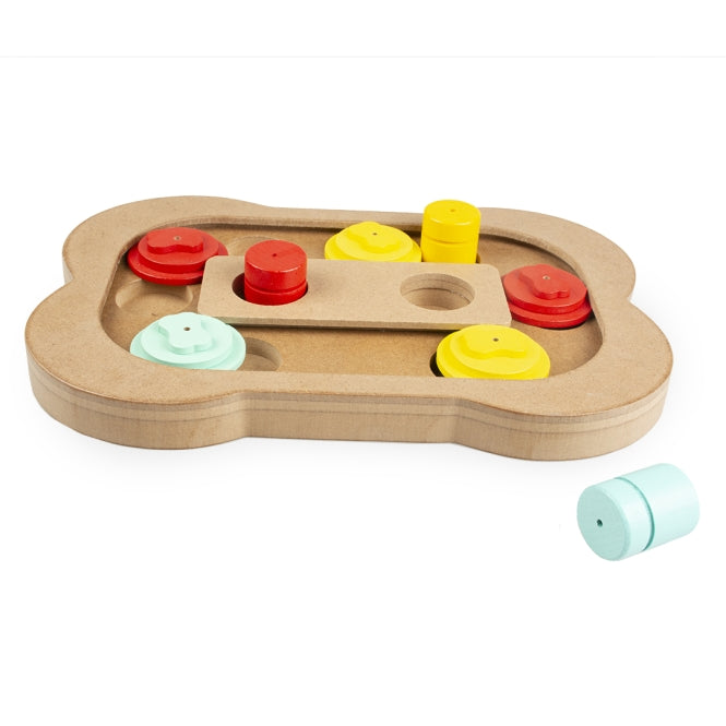 Duvoplus Slide 'n' Snack Puzzle Knochen – Intelligenzspiel für Welpen, Katzen & kleine Hunde