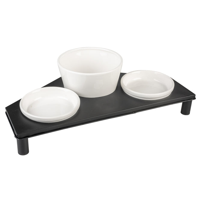 Duvoplus Napfset Stone Up Buffet Triangle – Elegantes 3-teiliges Keramik-Futterstation