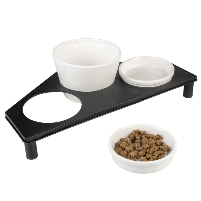 Duvoplus Napfset Stone Up Buffet Triangle – Elegantes 3-teiliges Keramik-Futterstation
