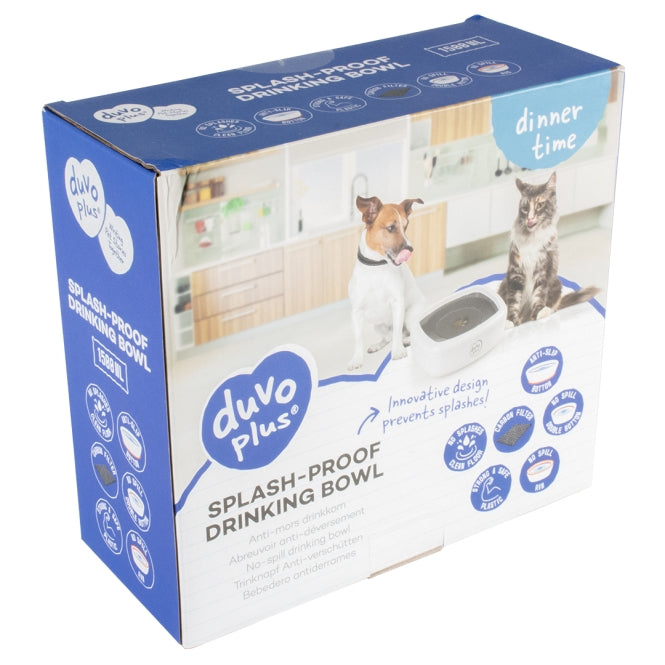 Duvoplus Anti-Kleck Trinknapf – Spritzschutz Wassernapf für Hunde & Katzen | 1,5L